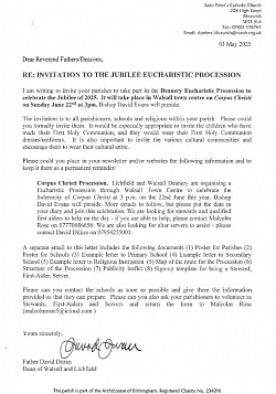 Invitation to Jubilee Eucharistic Procession